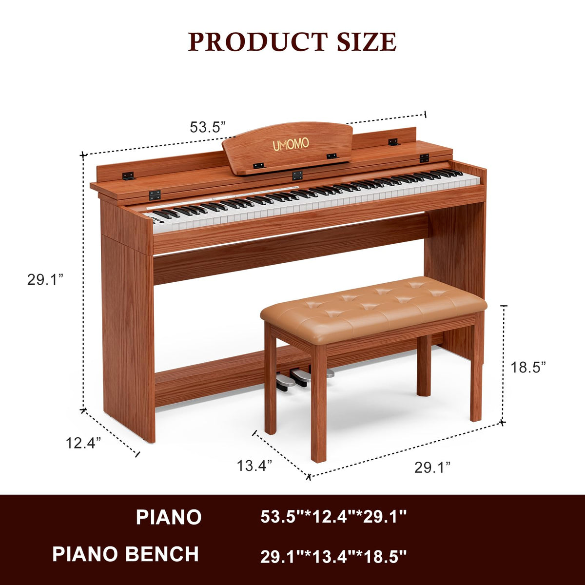 88 Weighted Keys Upright Digital Piano with Bench K338