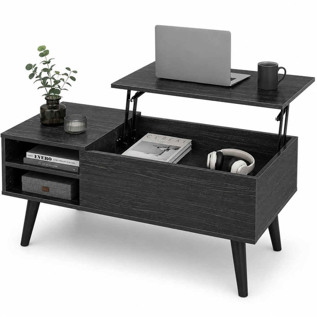 Lift Top Coffee Table with Hidden Storage, Black Q277