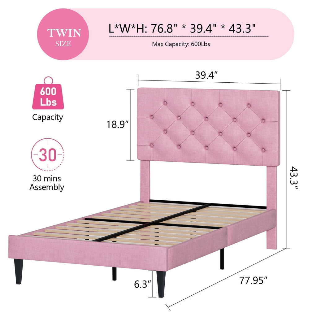 Twin Upholstered Platform Bed K18269