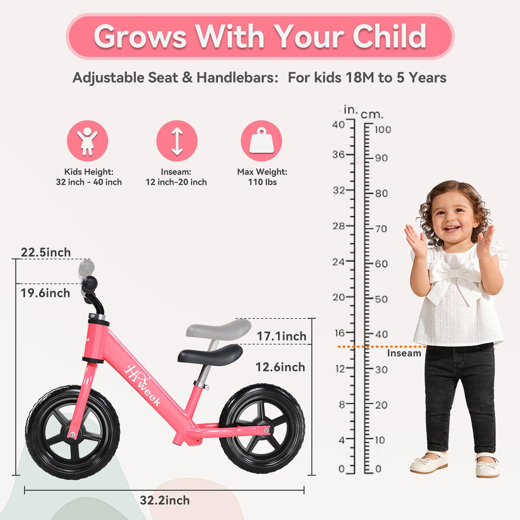 12” No Pedal Adjustable Toddler Balance Bike S544