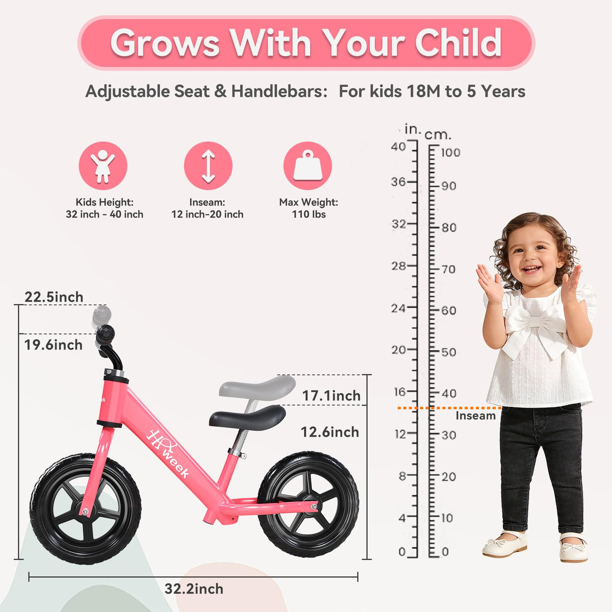 12” No Pedal Adjustable Toddler Balance Bike S544