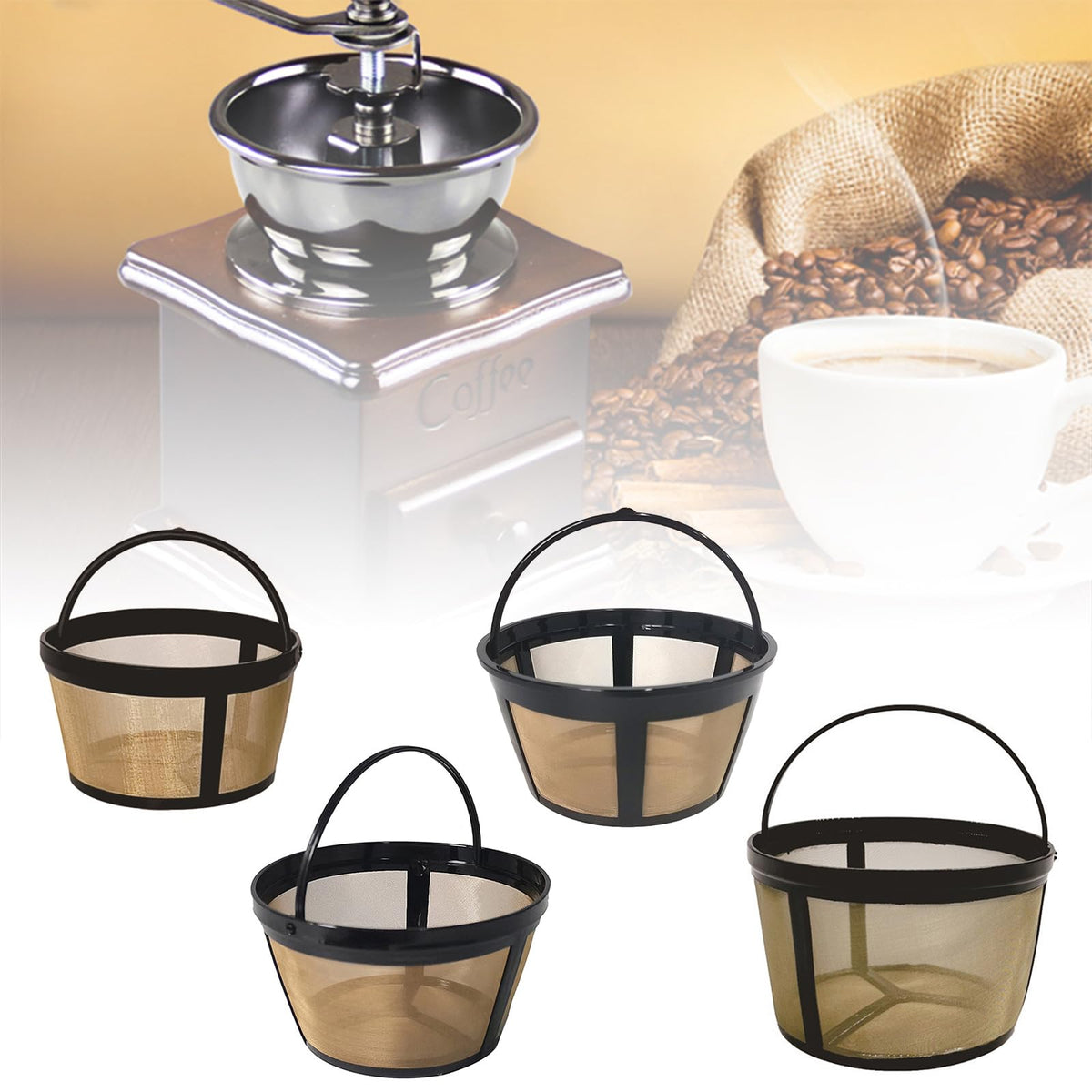 Golden Tone Coffee Filter for 4/6/8/12 Cup Coffee Maker N243
