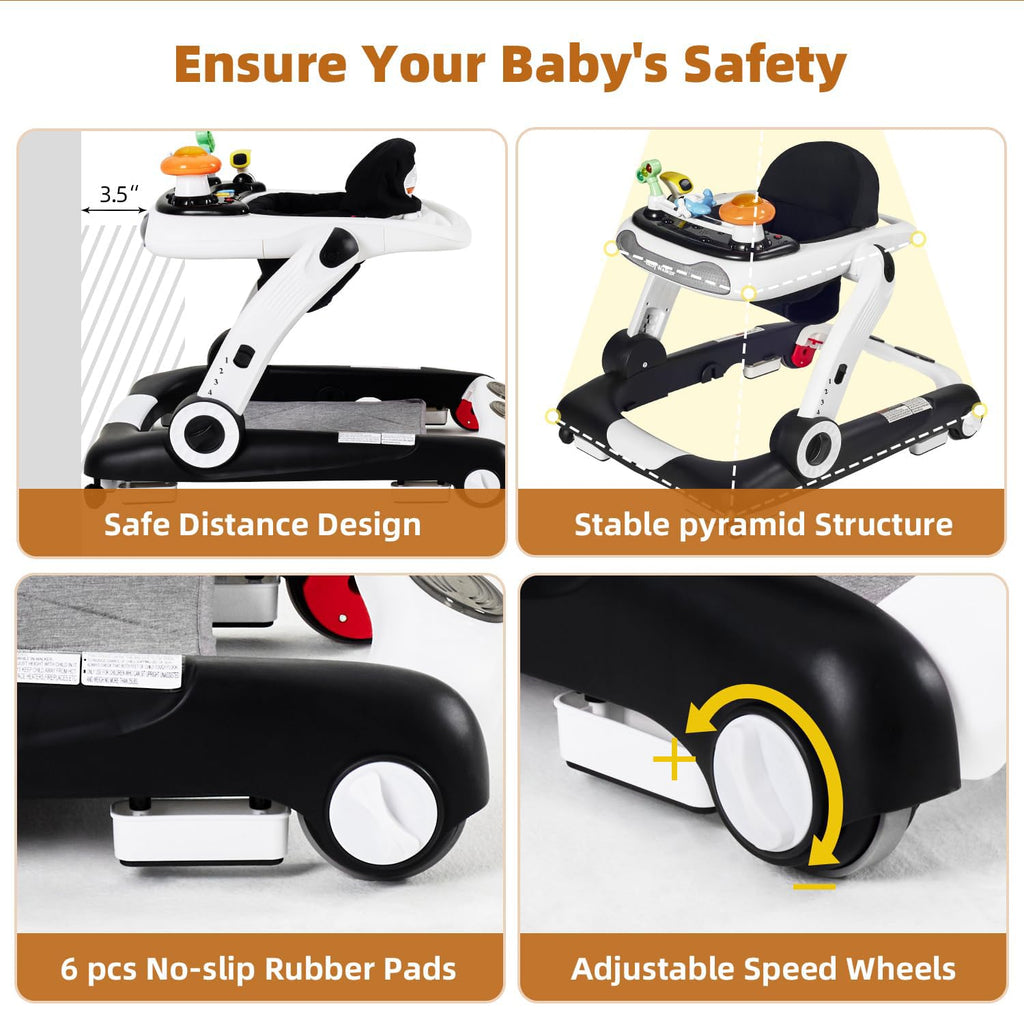 Foldable Adjustable Baby Walker with Wheels and Bouncer J894849