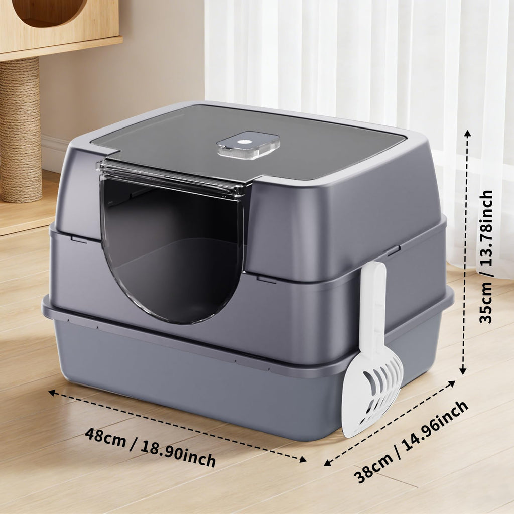 Enclosed Cat Litter Box with Stainless Steel Litter Tray D549