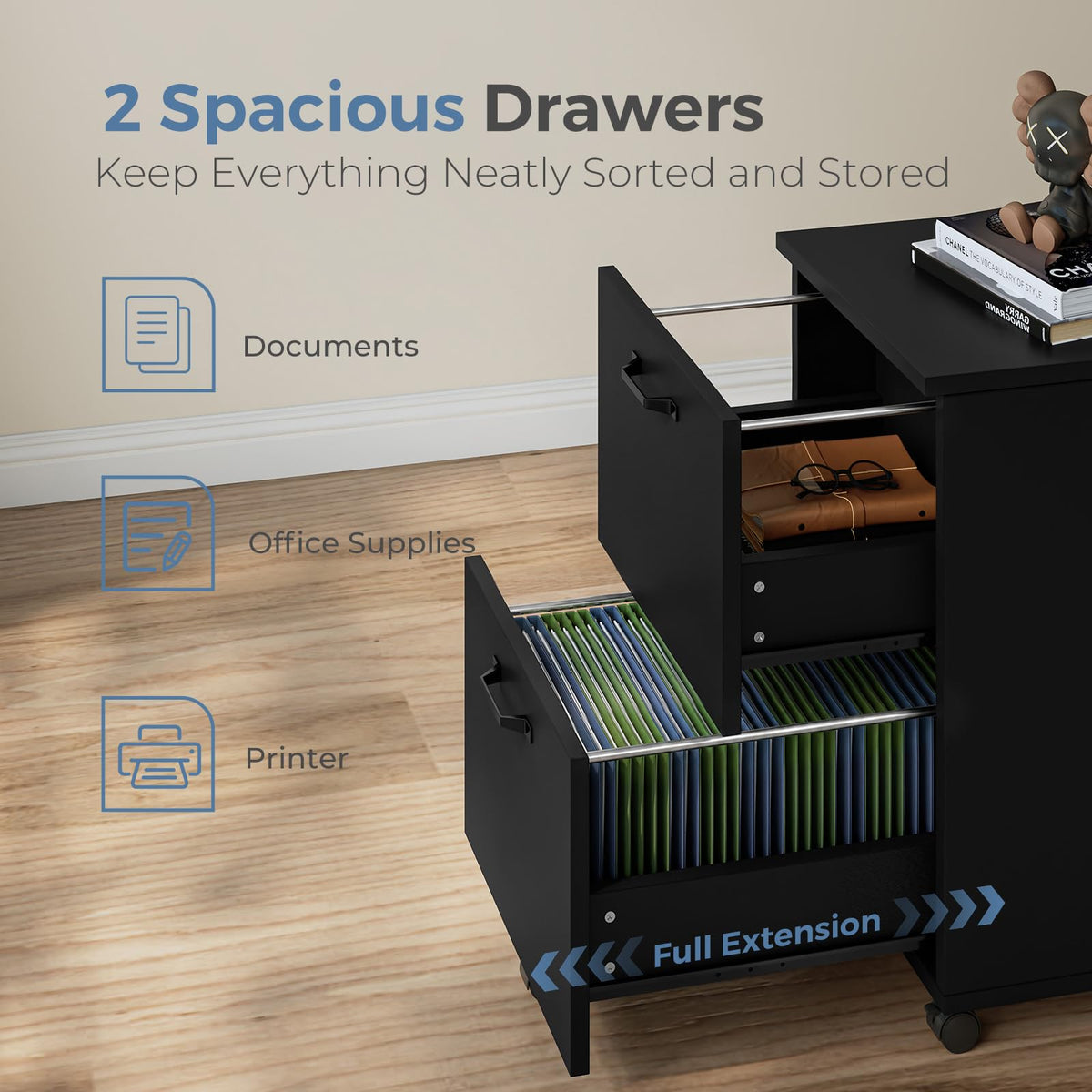 2 Drawer Rolling Storage Cabinet M55502