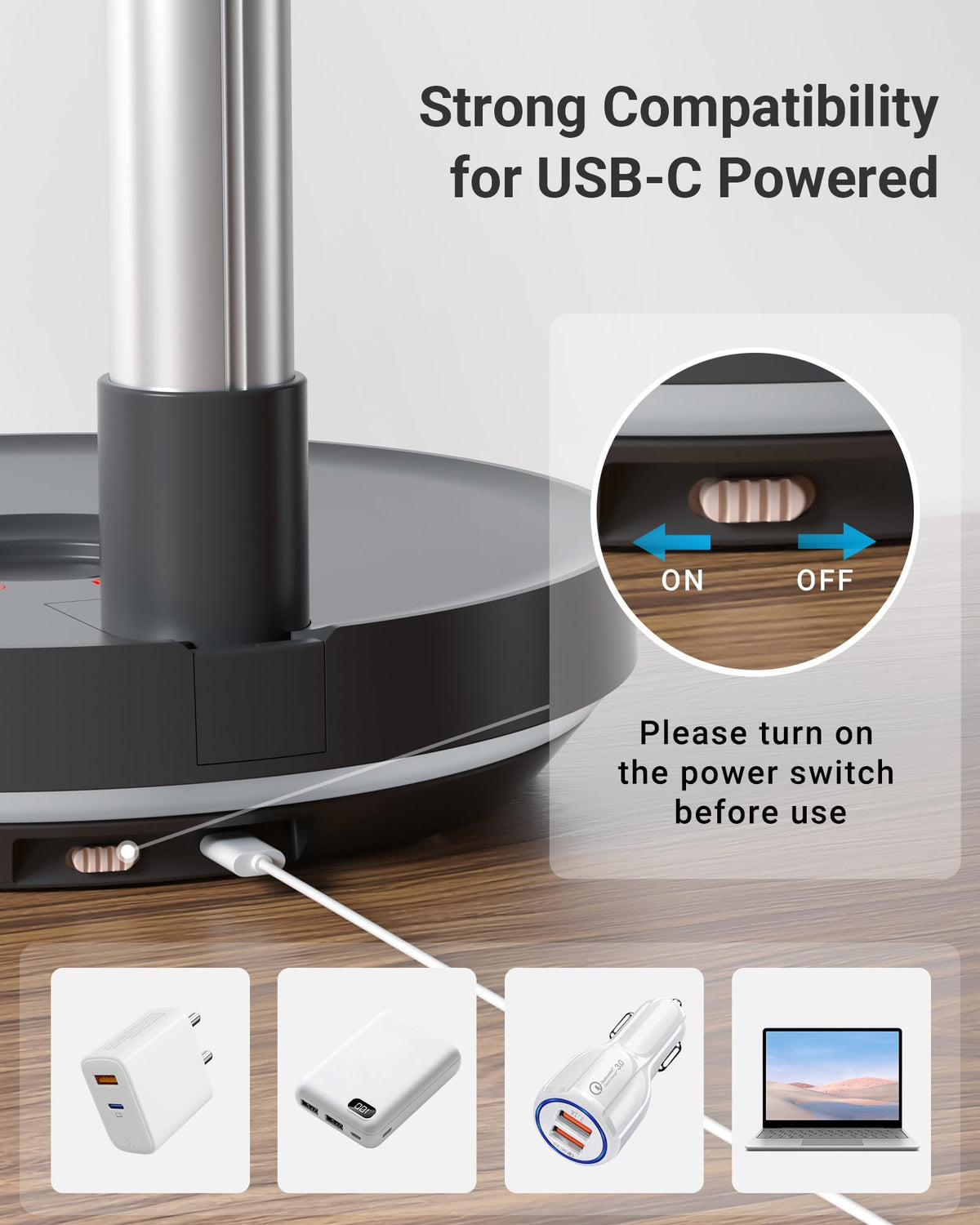 10" Portable Oscillating Fan with 10000mAh Rechargeable Battery B438