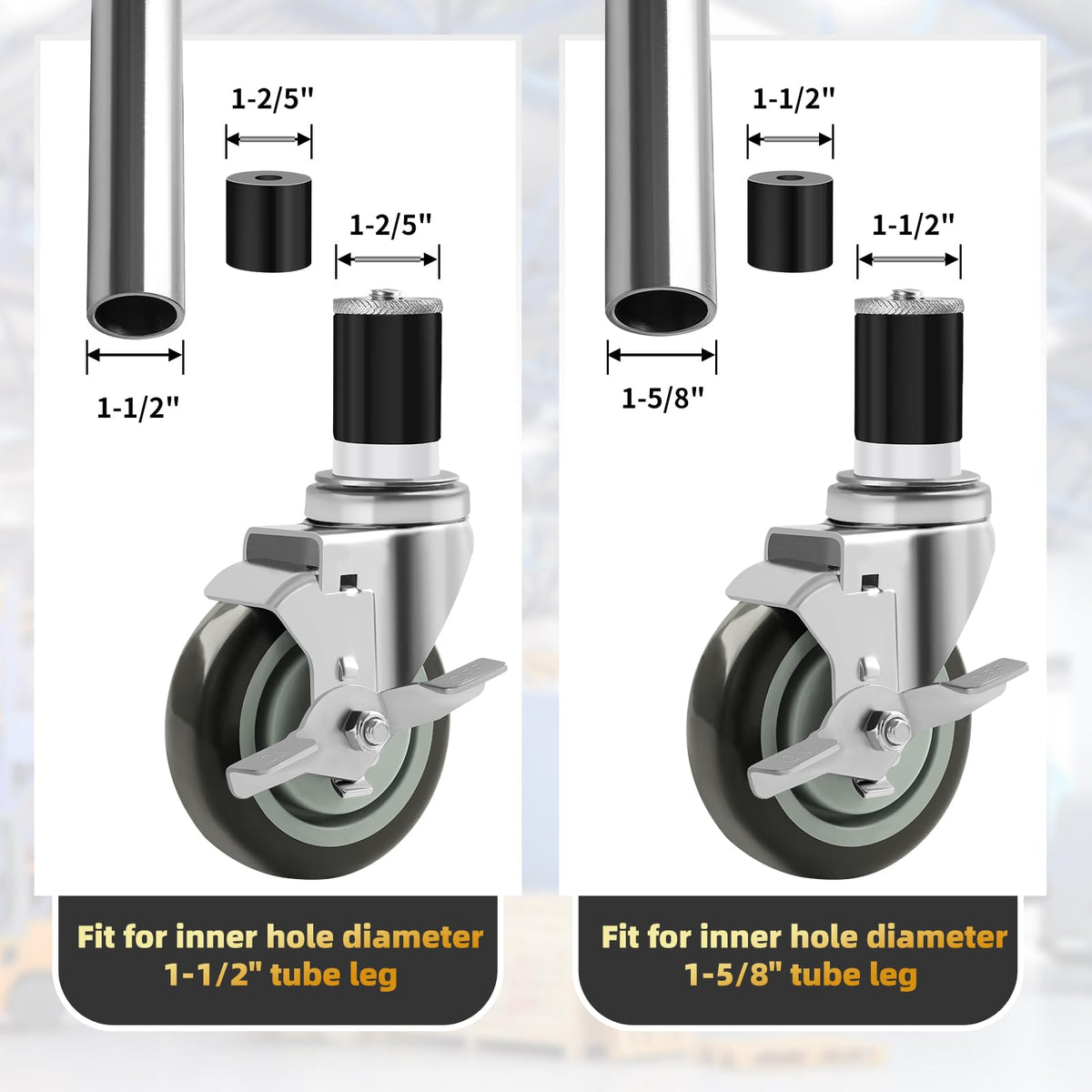 4 Inches Stem Caster Set of 4 with Side Brake Q686
