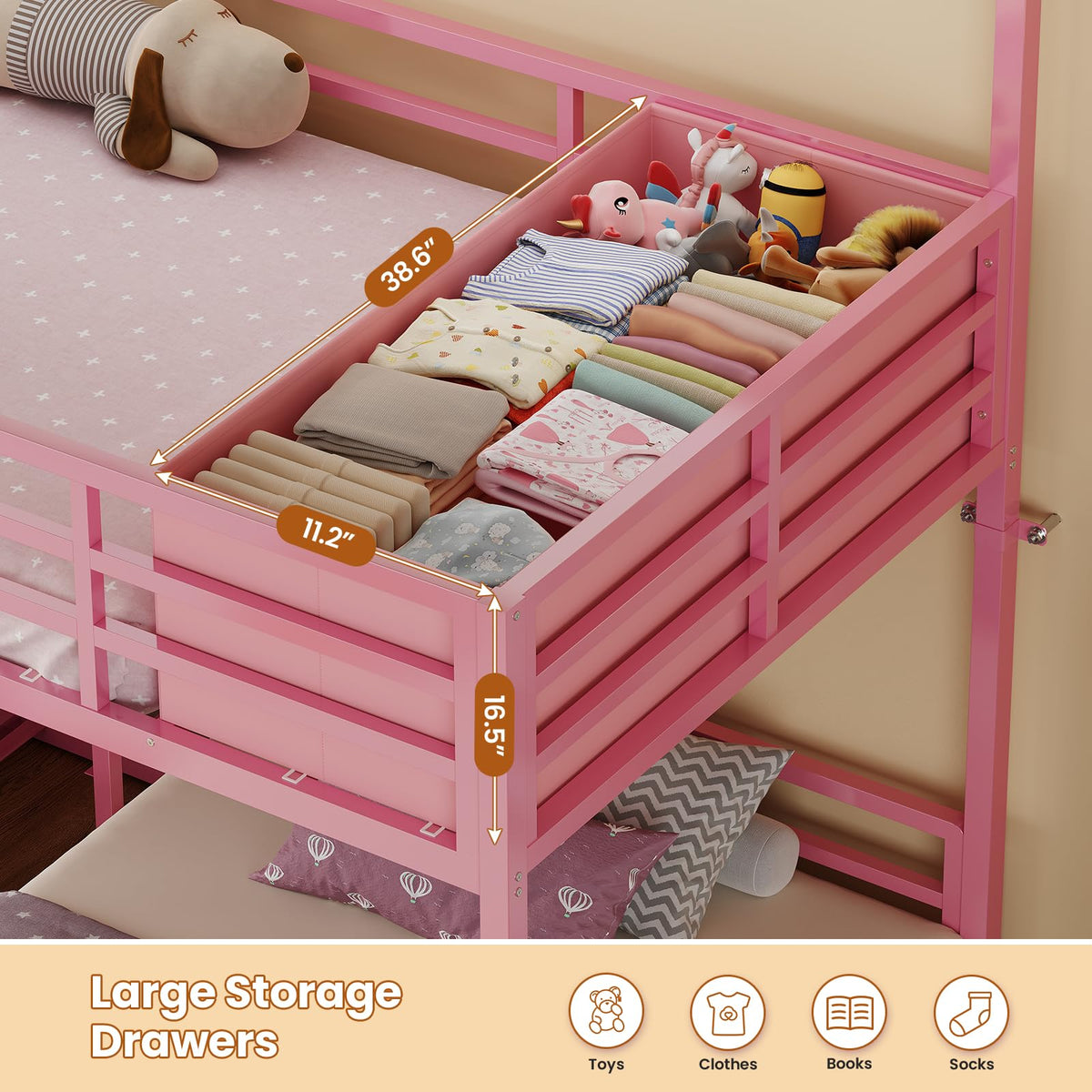 Triple Bunk Bed Twin Over Twin with Storage V36851
