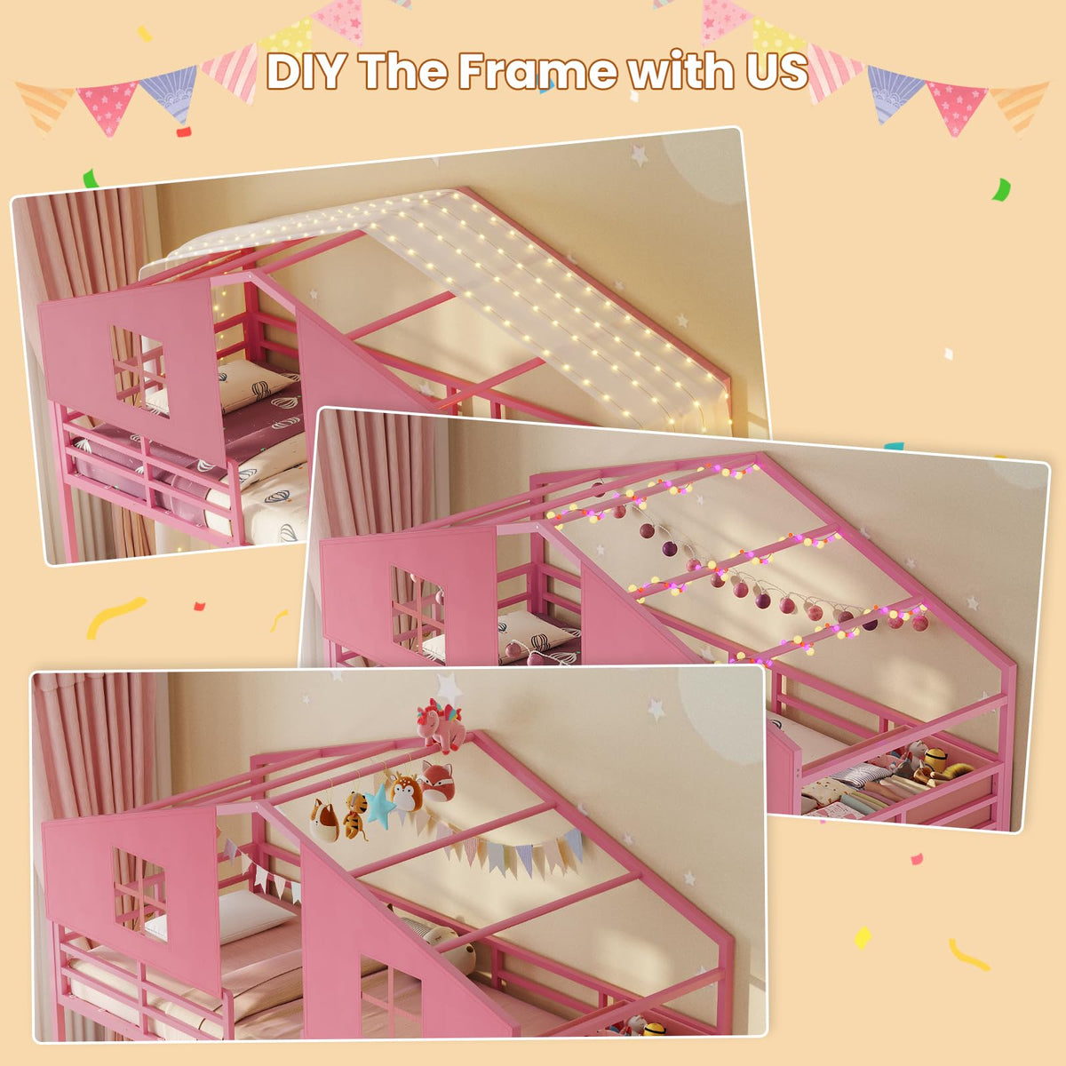Triple Bunk Bed Twin Over Twin with Storage V36851