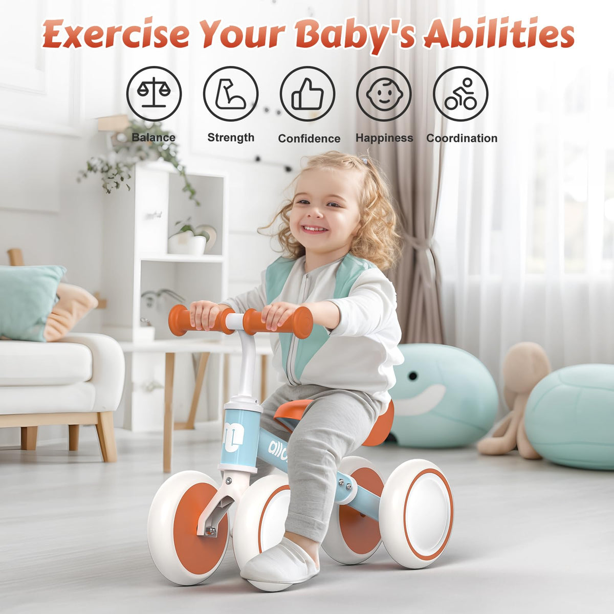 Baby Balance Bike 12-36 Months Adjustable Seat 3 Wheels X95661