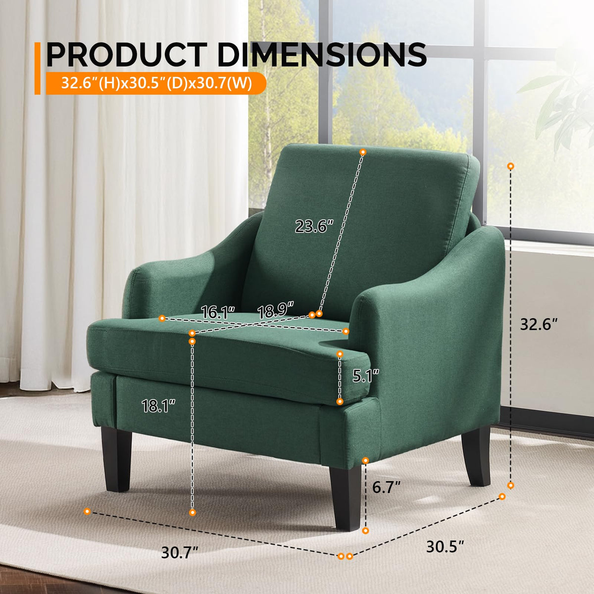 Green Linen Fabric Accent Chairs Set of 2 K58675