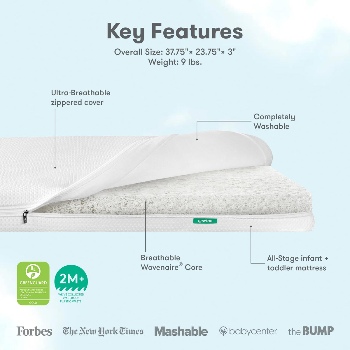 Mini Crib Mattress Breathable Washable P488335