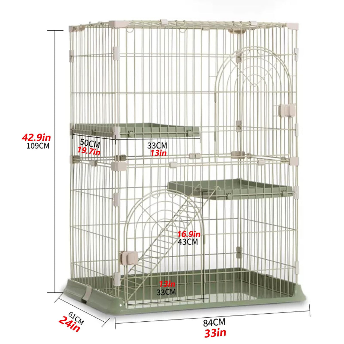 3/4-Tier Cat Cage Playpen with Hammock J606449
