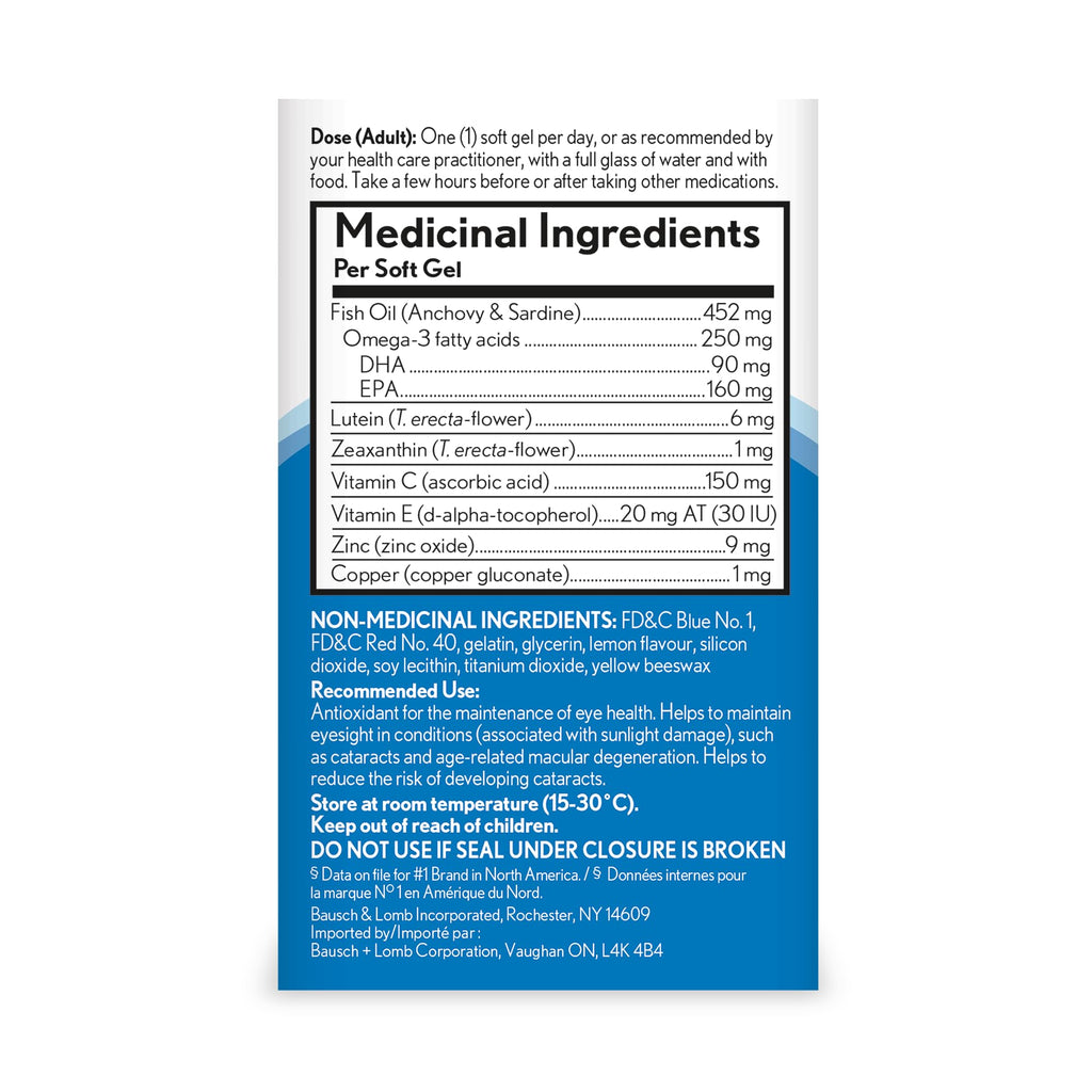 Eye Vitamin & Mineral Supplement with Omega-3, Zinc, Lutein & Zeaxanthin, 50 Softgels D18216