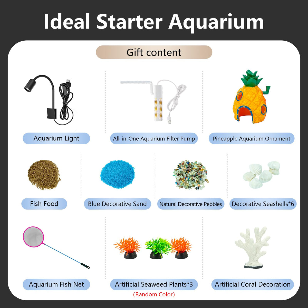 5 Gallon Aquarium Starter Kit with Filter and Light U2829
