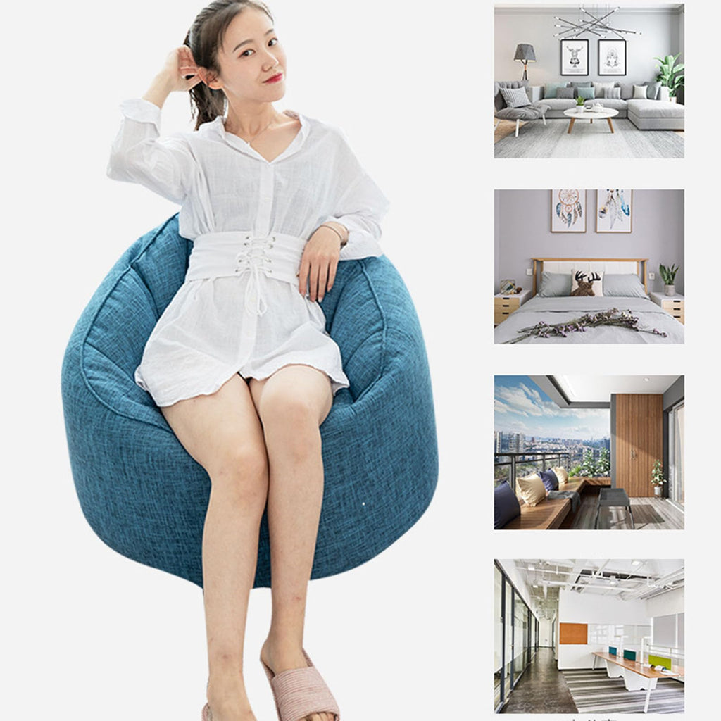 Yellow Cotton Linen Bean Bag Chair Cover 76x68x60cm P1843