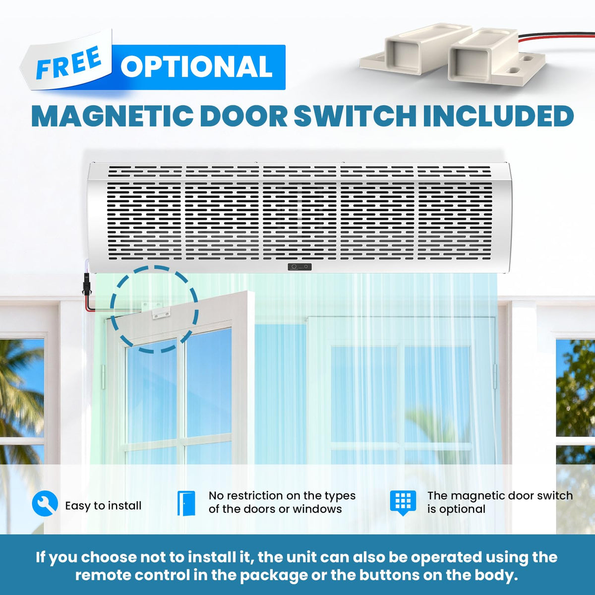 40-Inch Commercial Air Curtain, Dual Speed, Magnetic Door Switch, White P75245