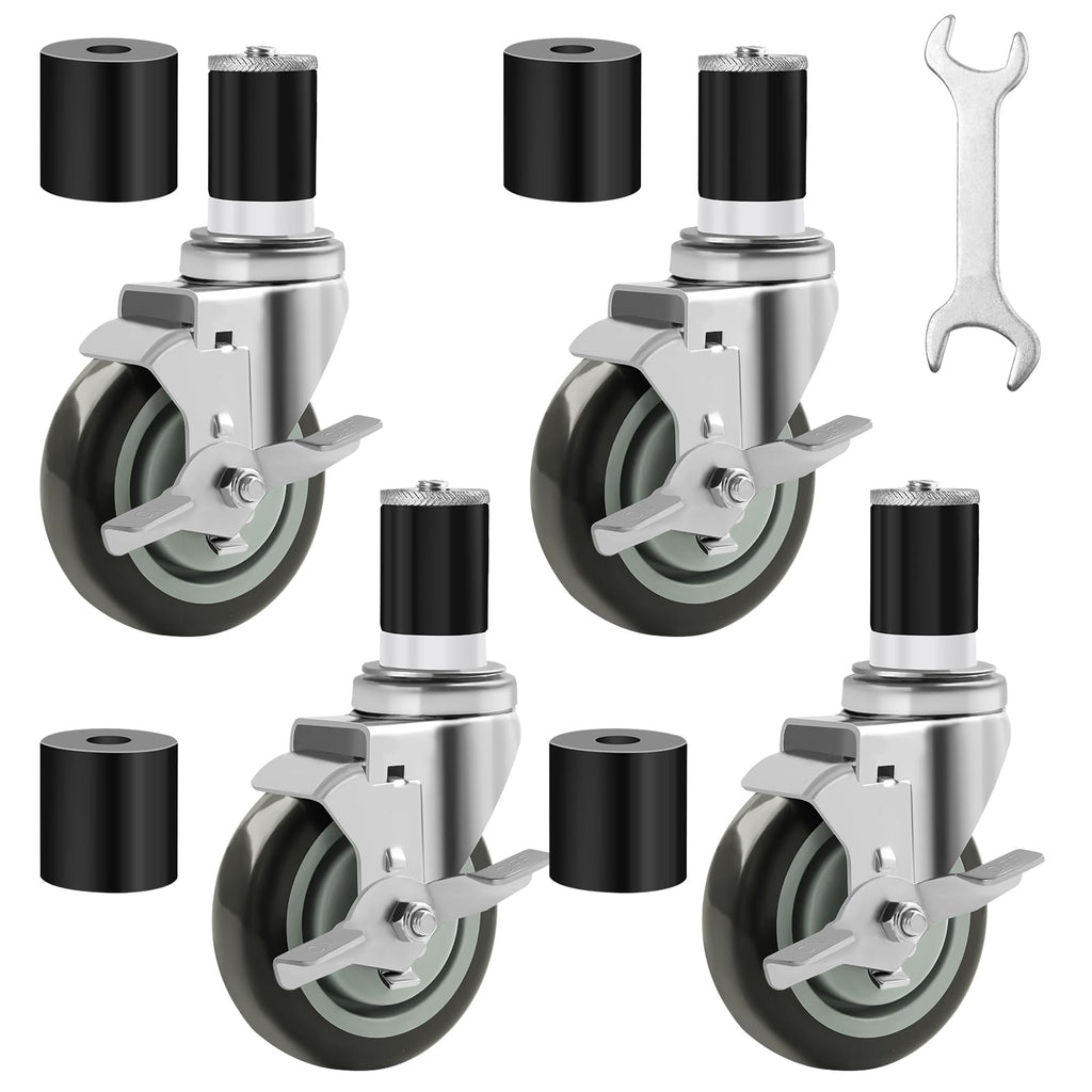 4 Inches Stem Caster Set of 4 with Side Brake Q686