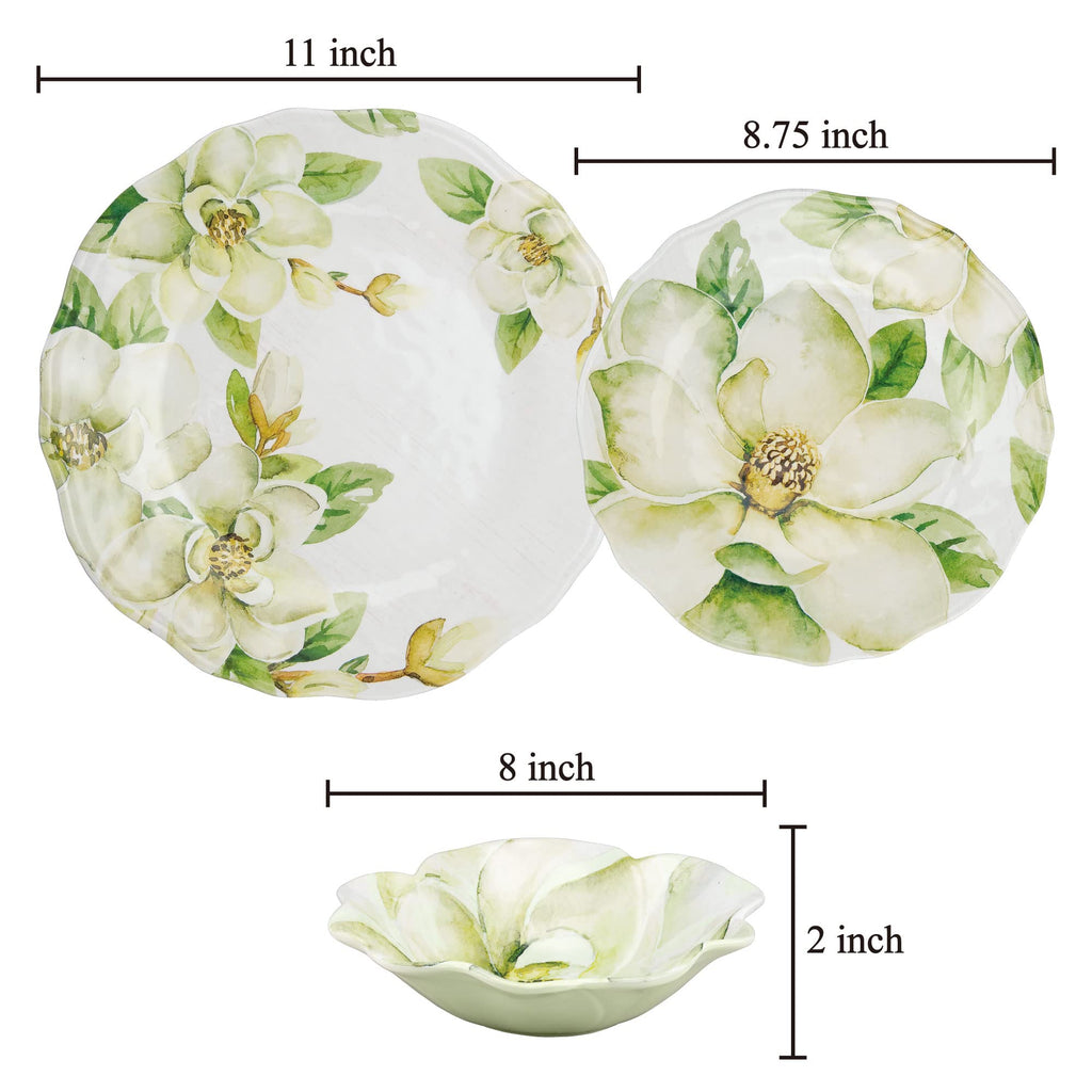 12 Piece Green Melamine Dinnerware Set B808