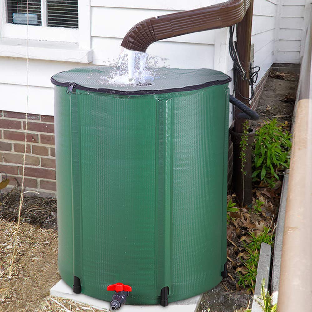 Collapsible 50 Gallon Green Rain Barrel I8949