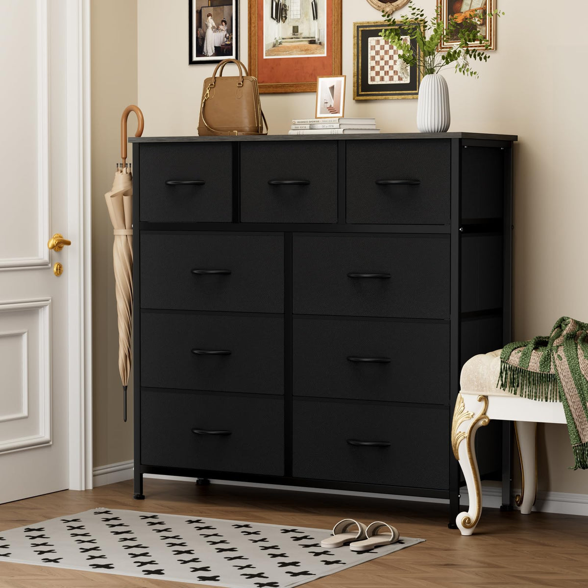 Black 9 Drawer Dresser Q235878