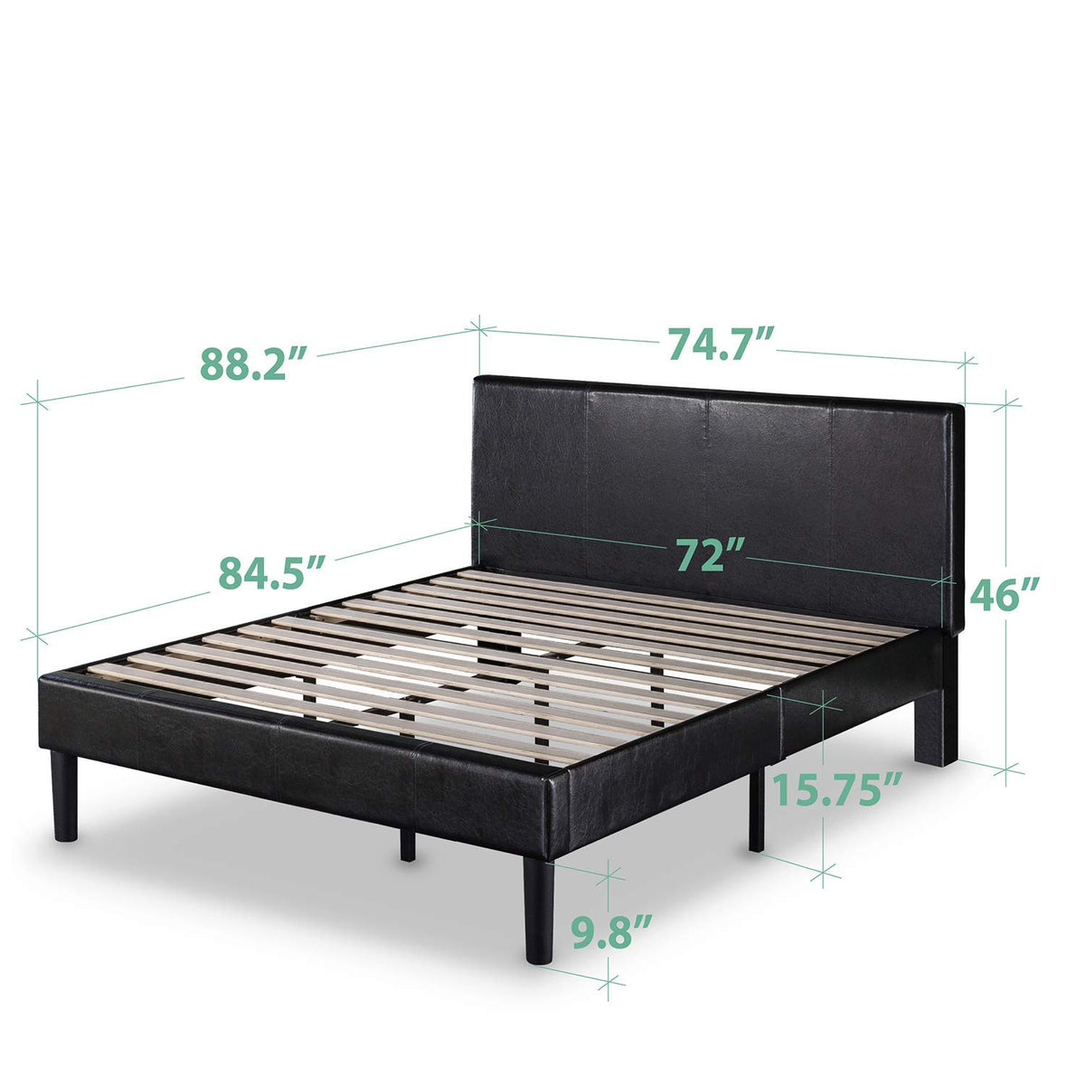 Faux Leather Upholstered Platform Bed Frame California King J828