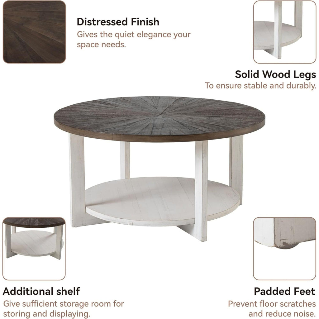 Round Farmhouse Coffee Table M3302