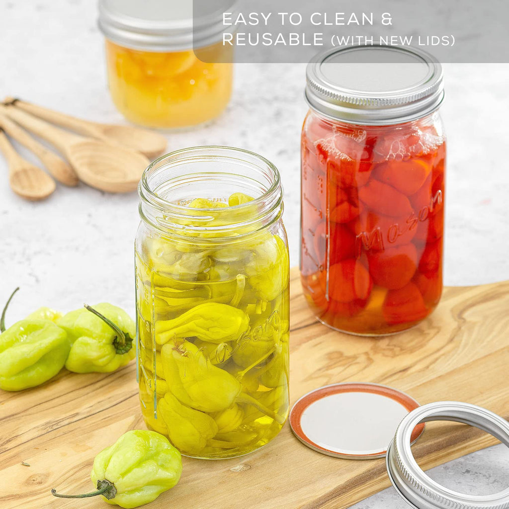 16 Oz 6-Pack Regular Mouth Glass Mason Jars with Lids S888423