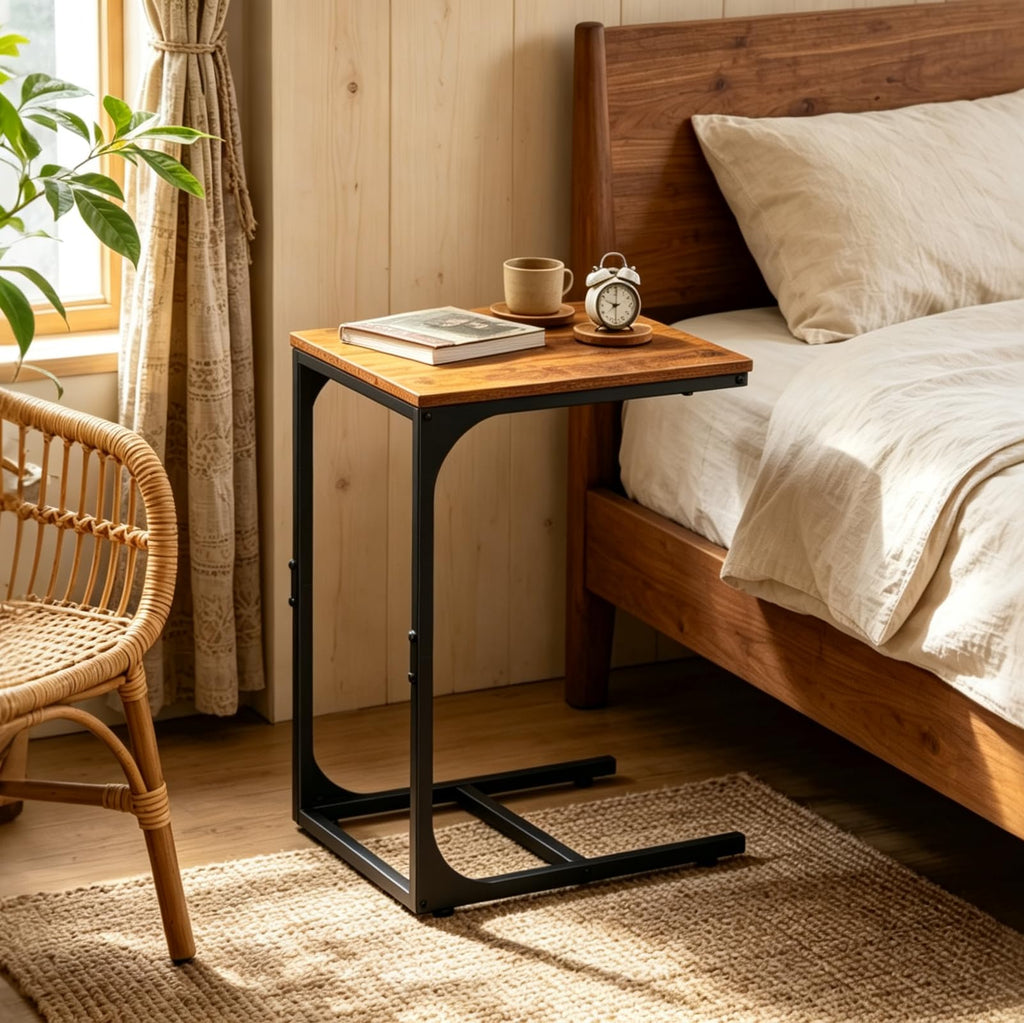 C-Shaped End Table Set of 2 Metal Frame F13906