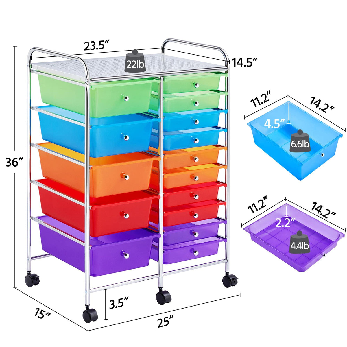 15 Drawer Rolling Storage Cart K8838