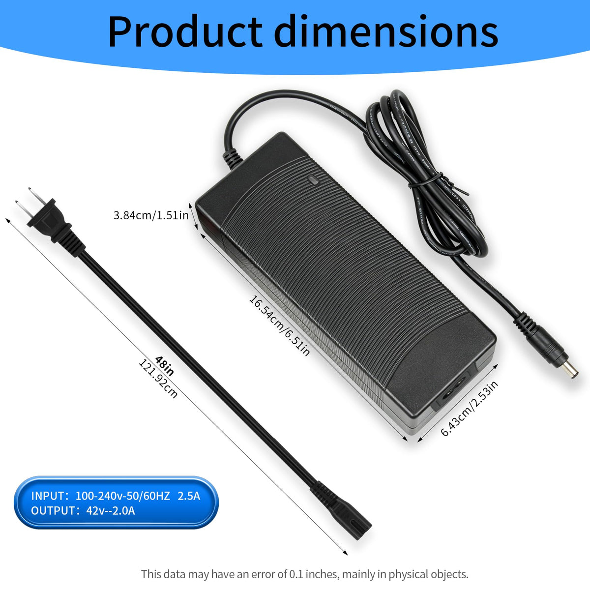 42V 2A Lithium Battery Charger with 3 Connectors T185971