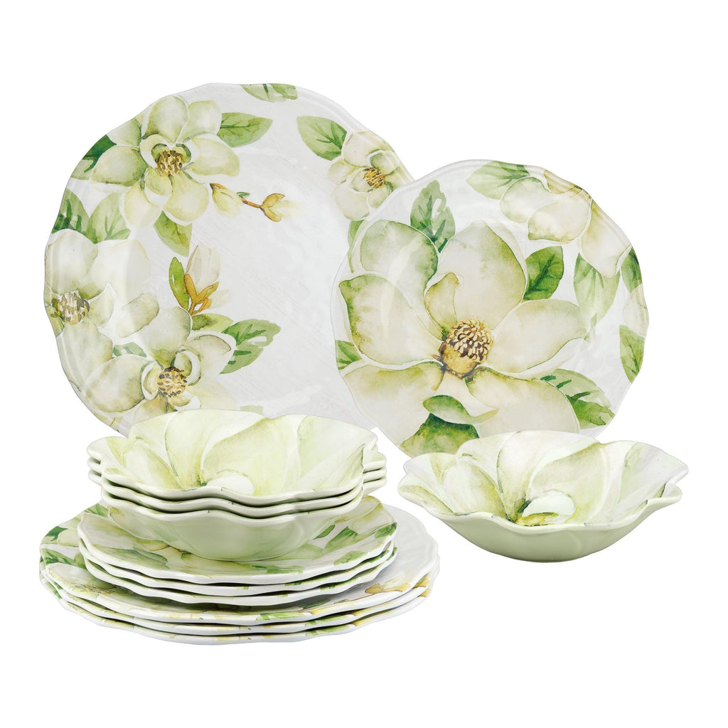 12 Piece Green Melamine Dinnerware Set B808
