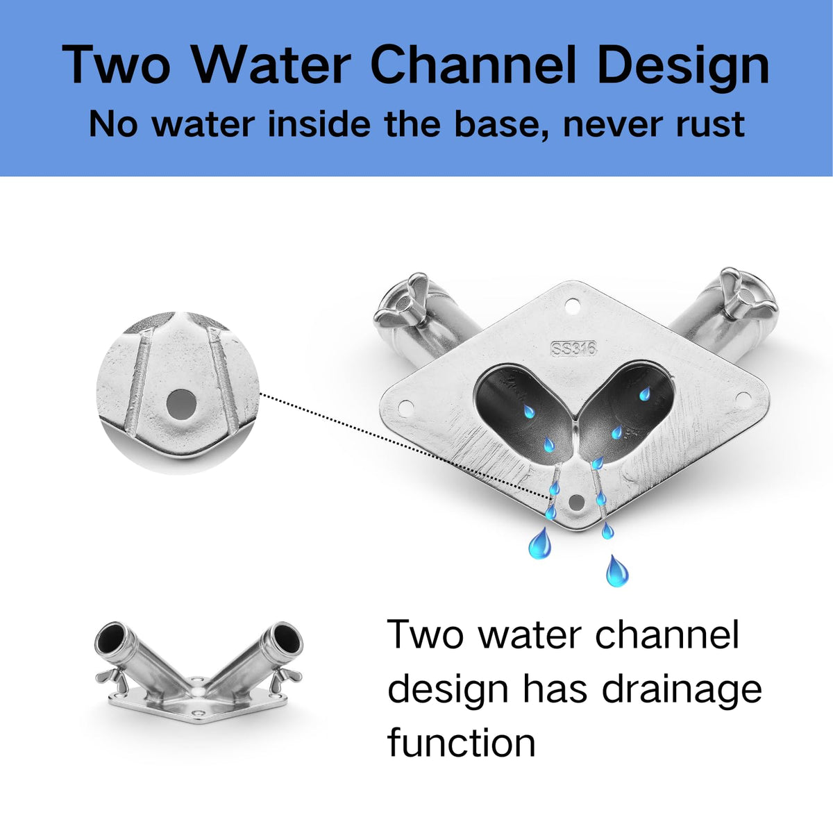 Double Flag Pole Holder 316 Stainless Steel Heavy Duty G667074