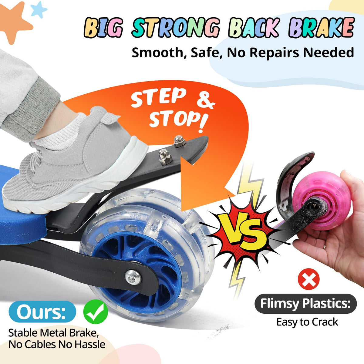3 Wheel Kids Kick Scooter with Light-Up Wheels and Adjustable Handlebar C3311