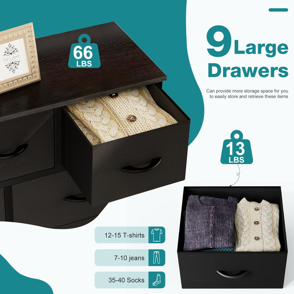 Black 9 Drawer Dresser Q235878