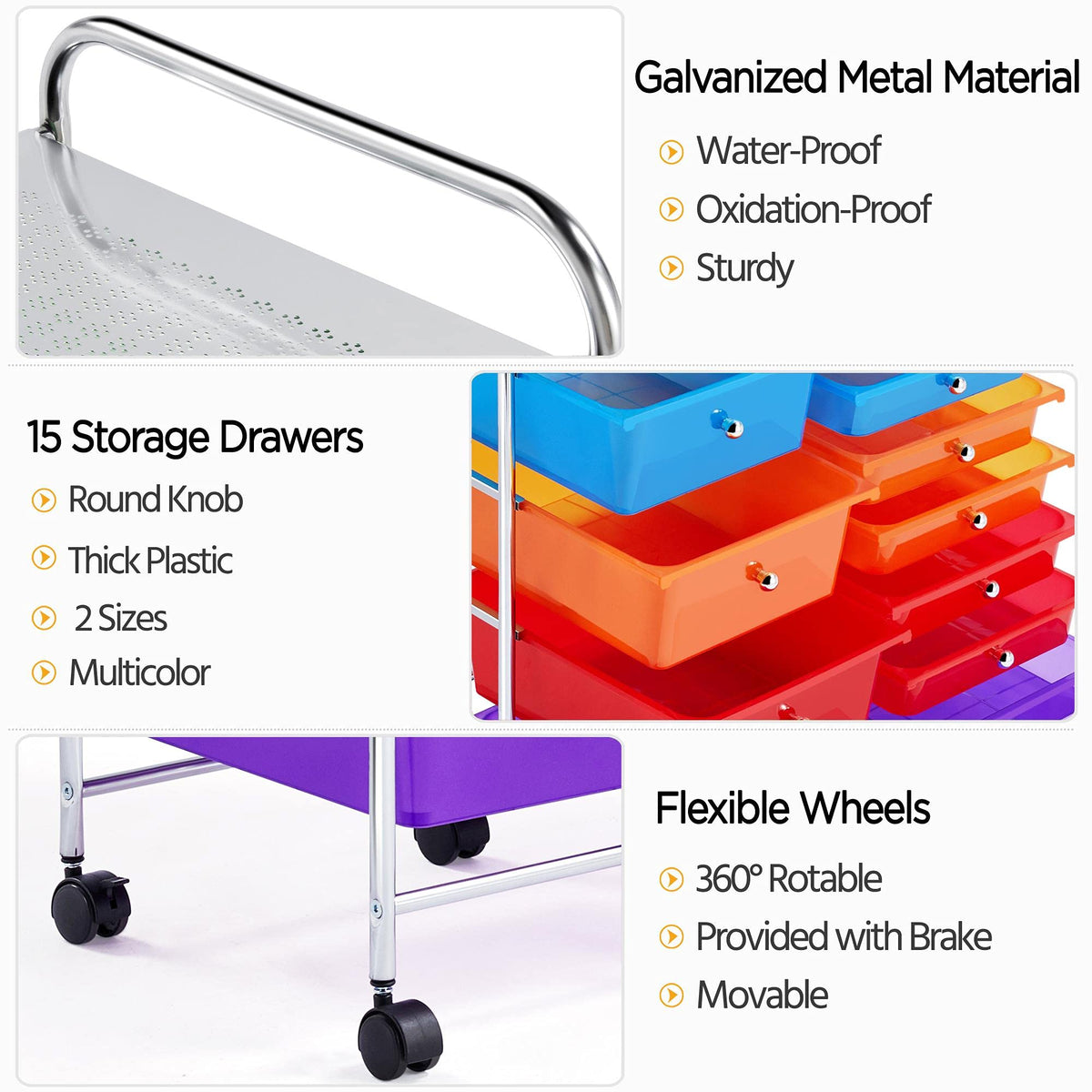15 Drawer Rolling Storage Cart K8838