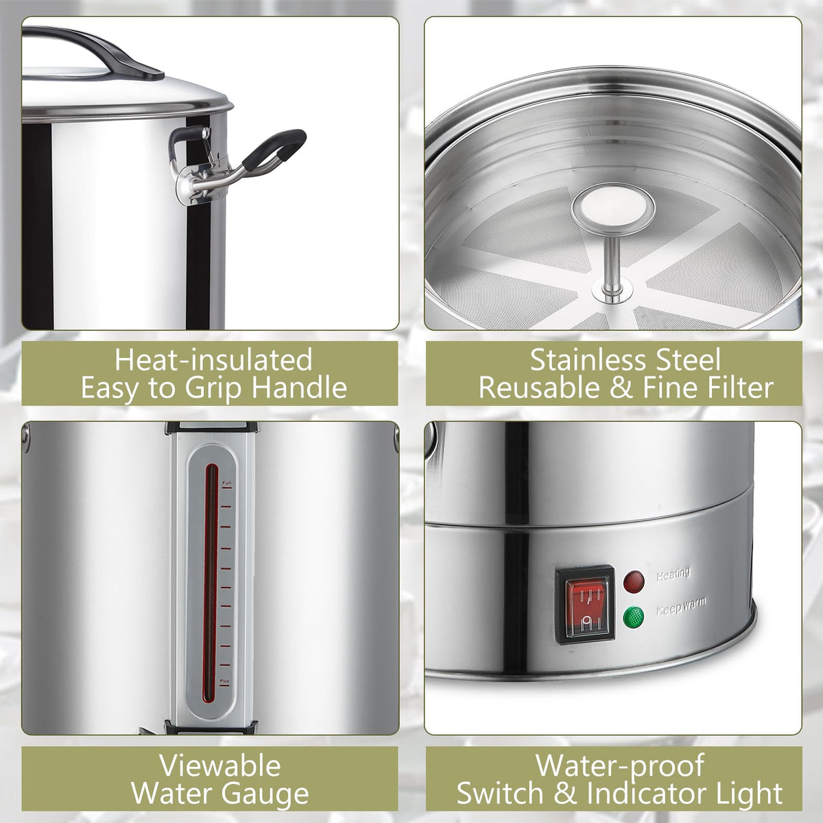 24L Stainless Steel Commercial Coffee Urn P912479