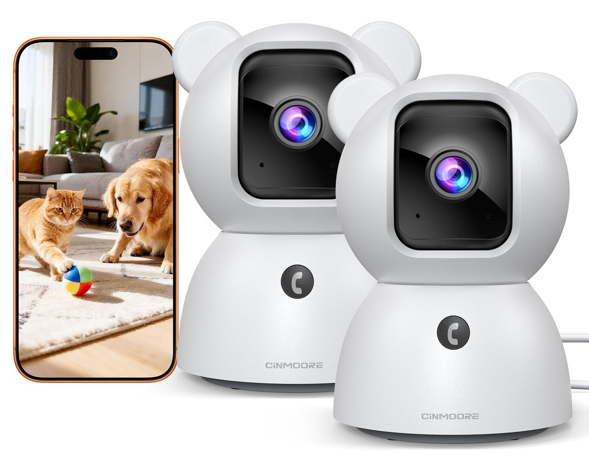 2 Pack 2.5K Indoor Security Cameras with Pan Tilt Night Vision 2-Way Audio J5650