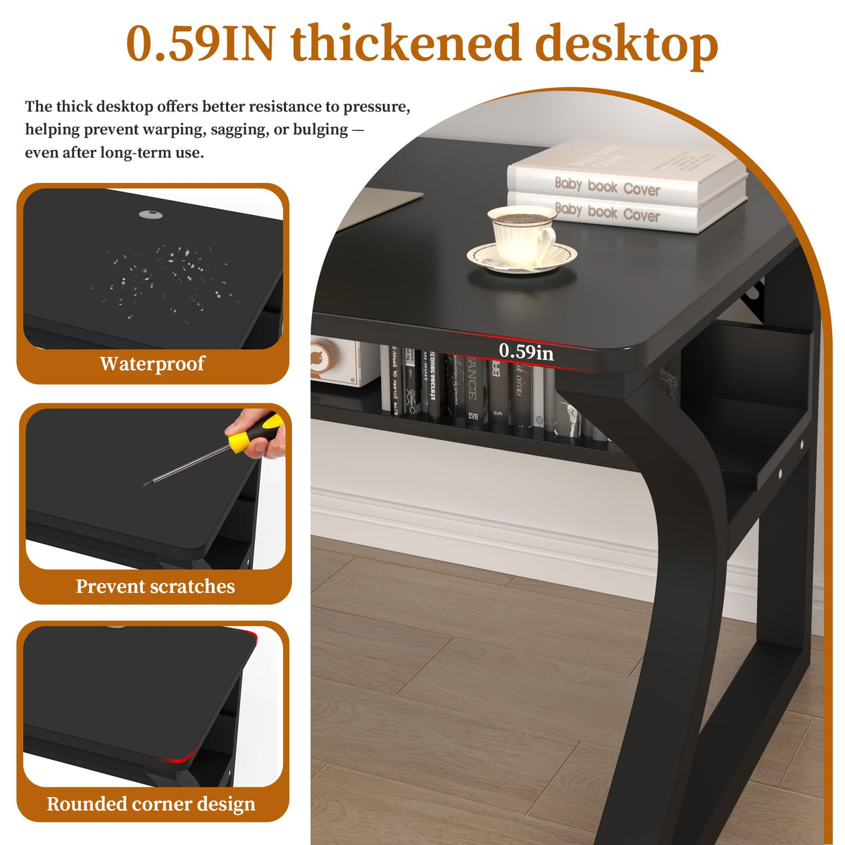 Black 55" Wood Computer Desk A604548