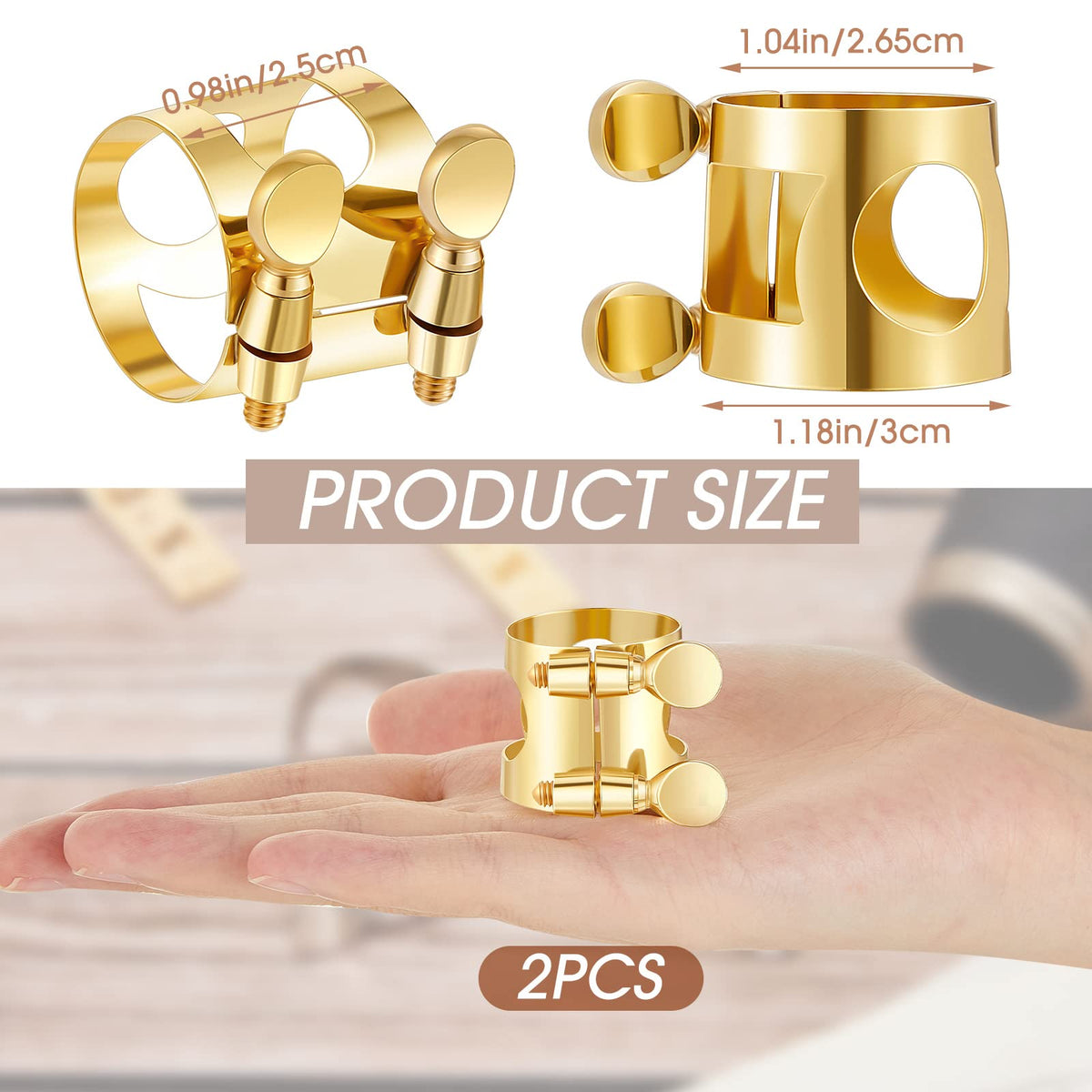 2 Pcs Gold Alto Saxophone Ligature V481