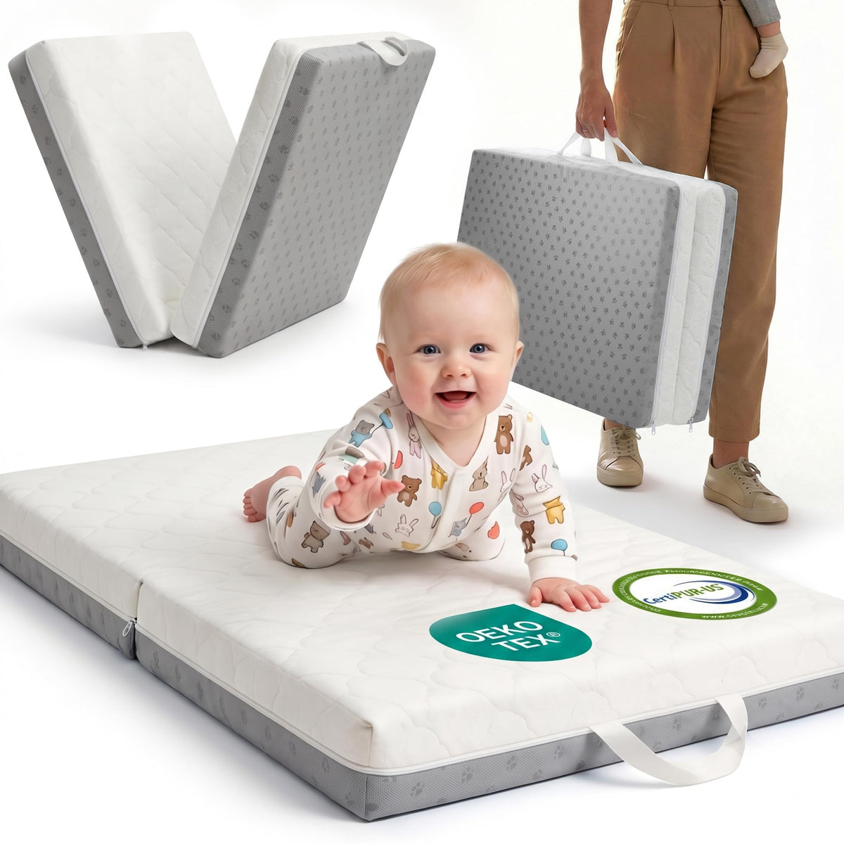 Pack and Play Mattress Pad Bi-Fold Memory Foam E431