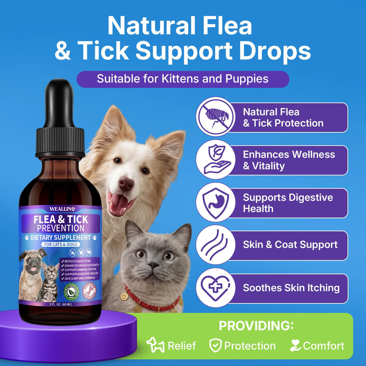 Oral Flea & Tick Support Drops for Dogs & Cats 60ml Q638524