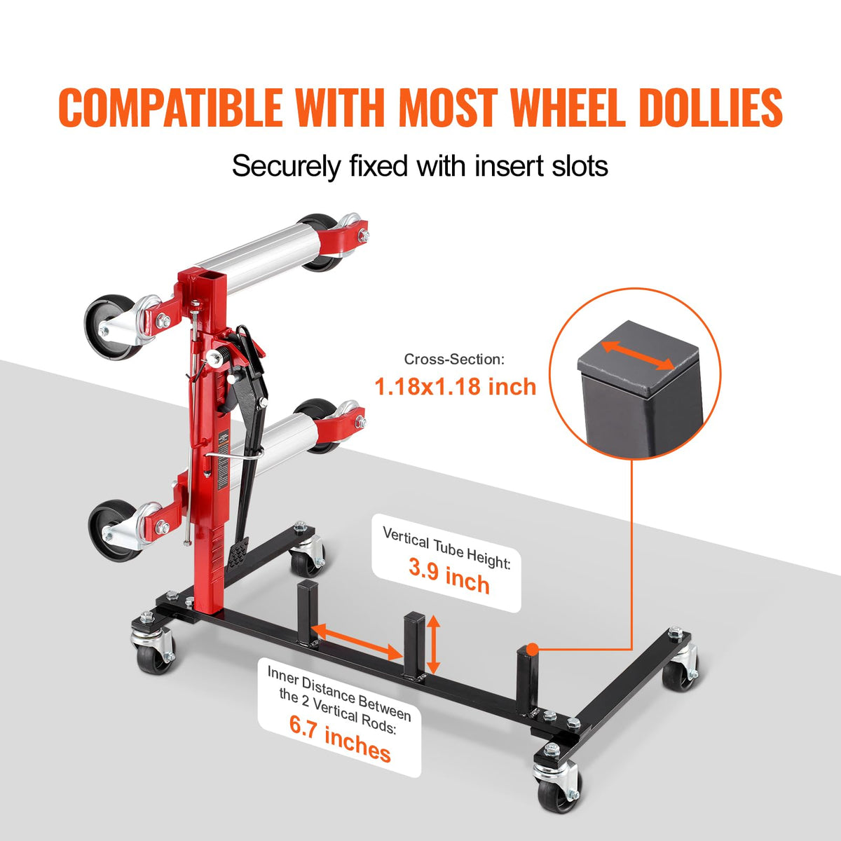 Car Dolly Rack with 360° Rotatable Wheels, 4-Dolly Capacity E29157
