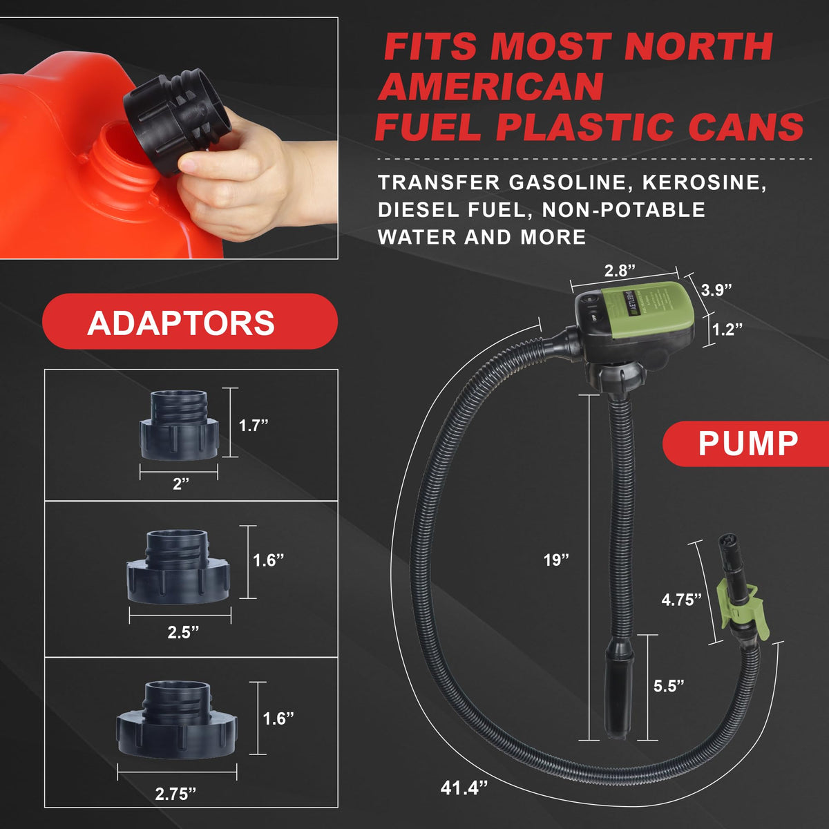 Battery Powered 2.4 GPM Fuel Transfer Pump with Auto Shut Off M2313