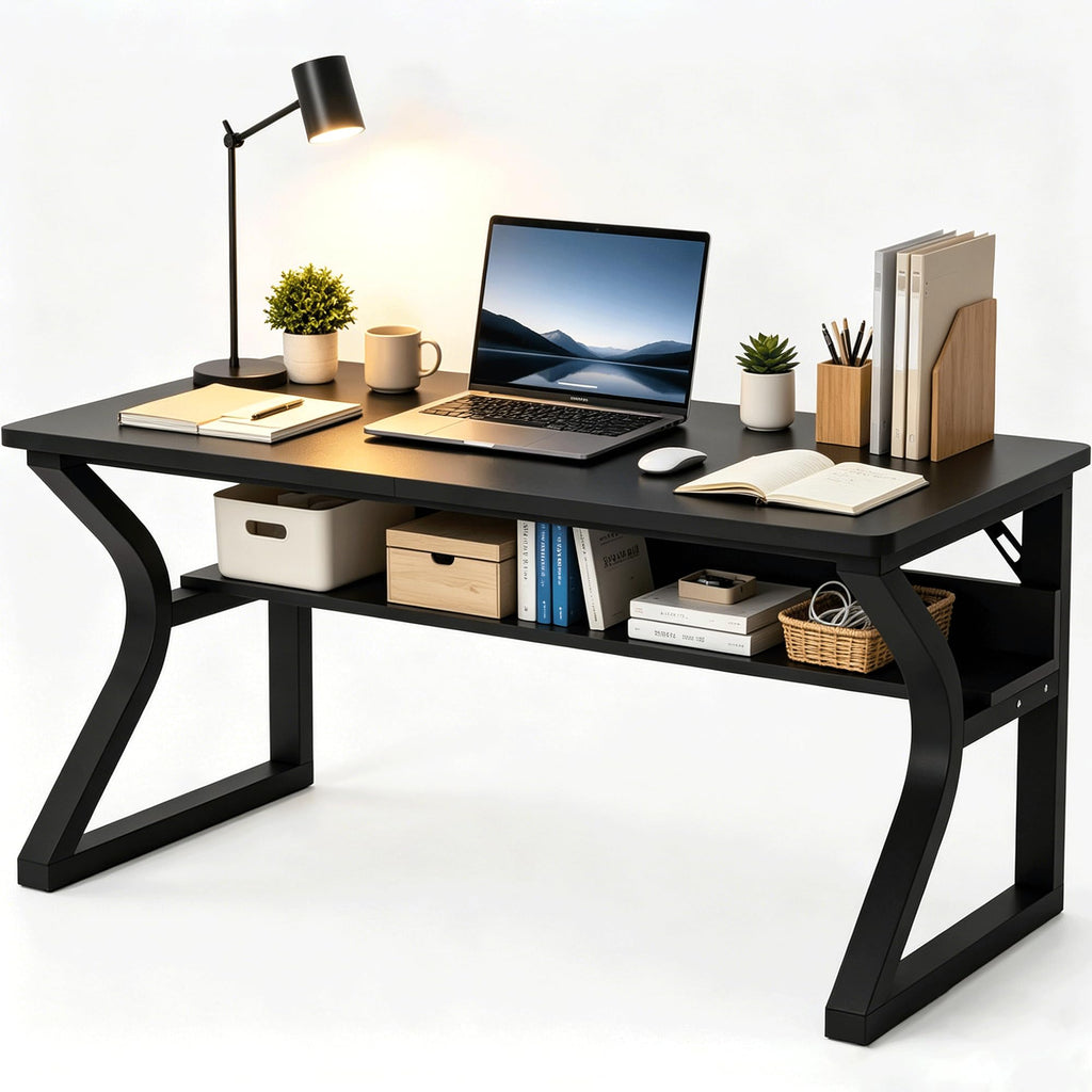 Black 55" Wood Computer Desk A604548
