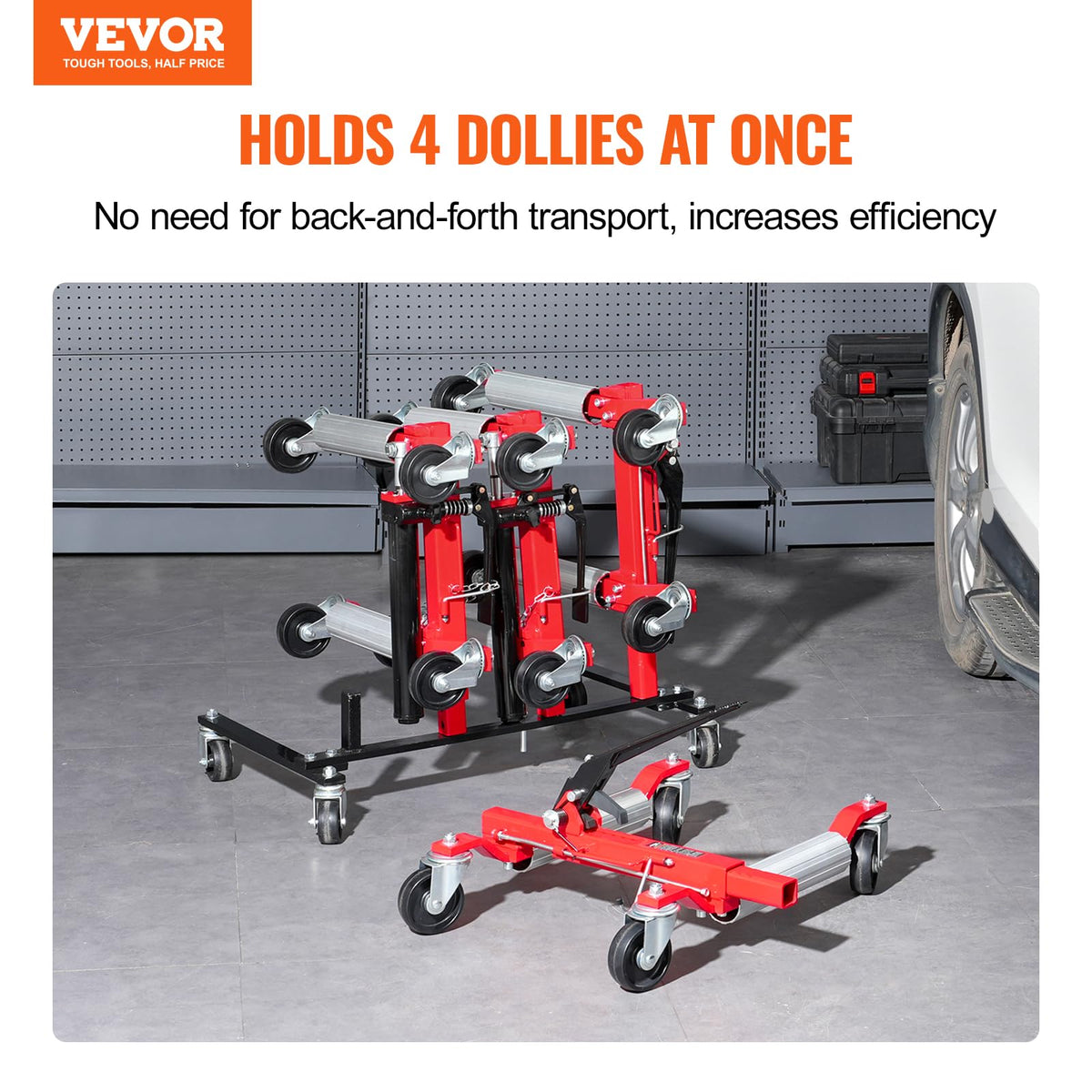 Car Dolly Rack with 360° Rotatable Wheels, 4-Dolly Capacity E29157