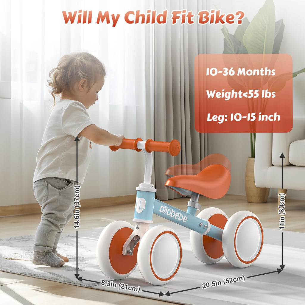 Baby Balance Bike 12-36 Months Adjustable Seat 3 Wheels X95661
