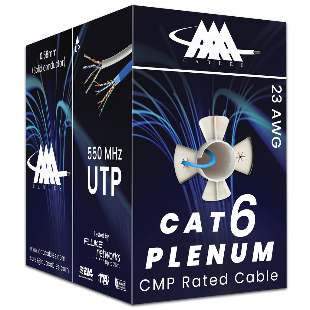 CAT6 Plenum Ethernet Cable 1000ft UTP 23AWG Blue Y1201