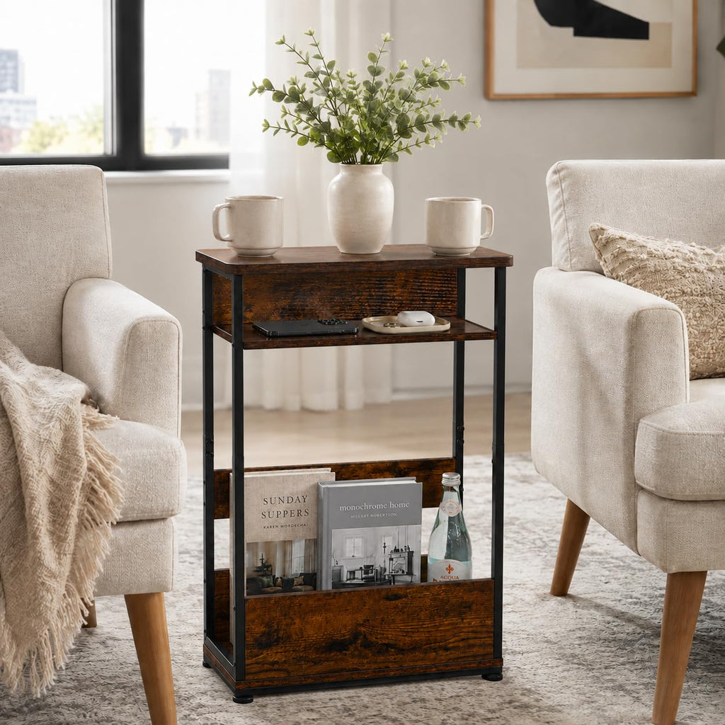 Narrow 3-Tier Side Table with Storage Shelf D871411