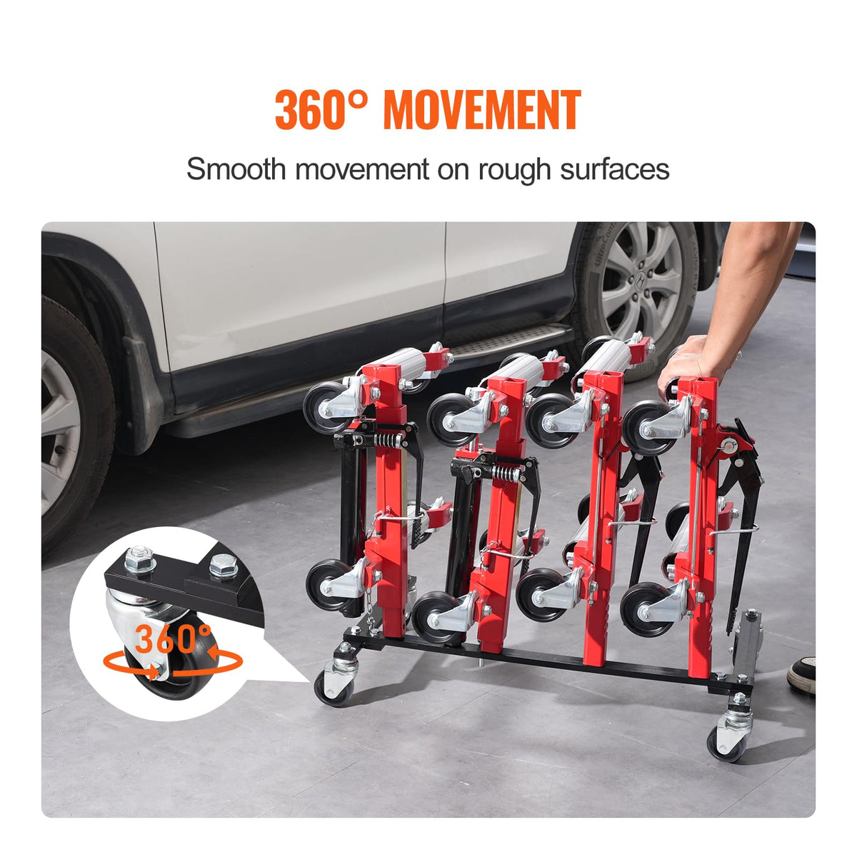Car Dolly Rack with 360° Rotatable Wheels, 4-Dolly Capacity E29157